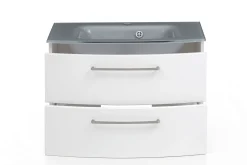 Waschbeckenschrank Stivan 80cm grau Waschbecken - weiß