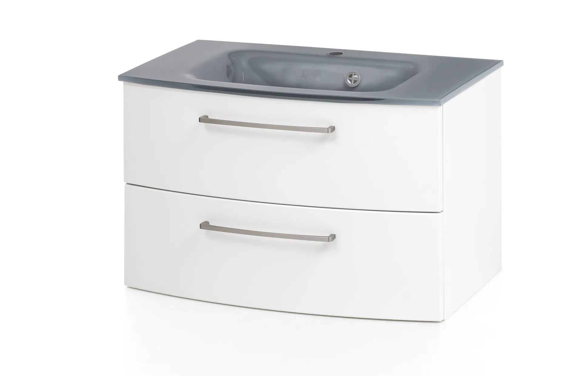 Waschbeckenschrank Stivan 80cm grau Waschbecken - weiß