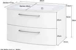 Waschbeckenschrank Stivan 80cm - weiß