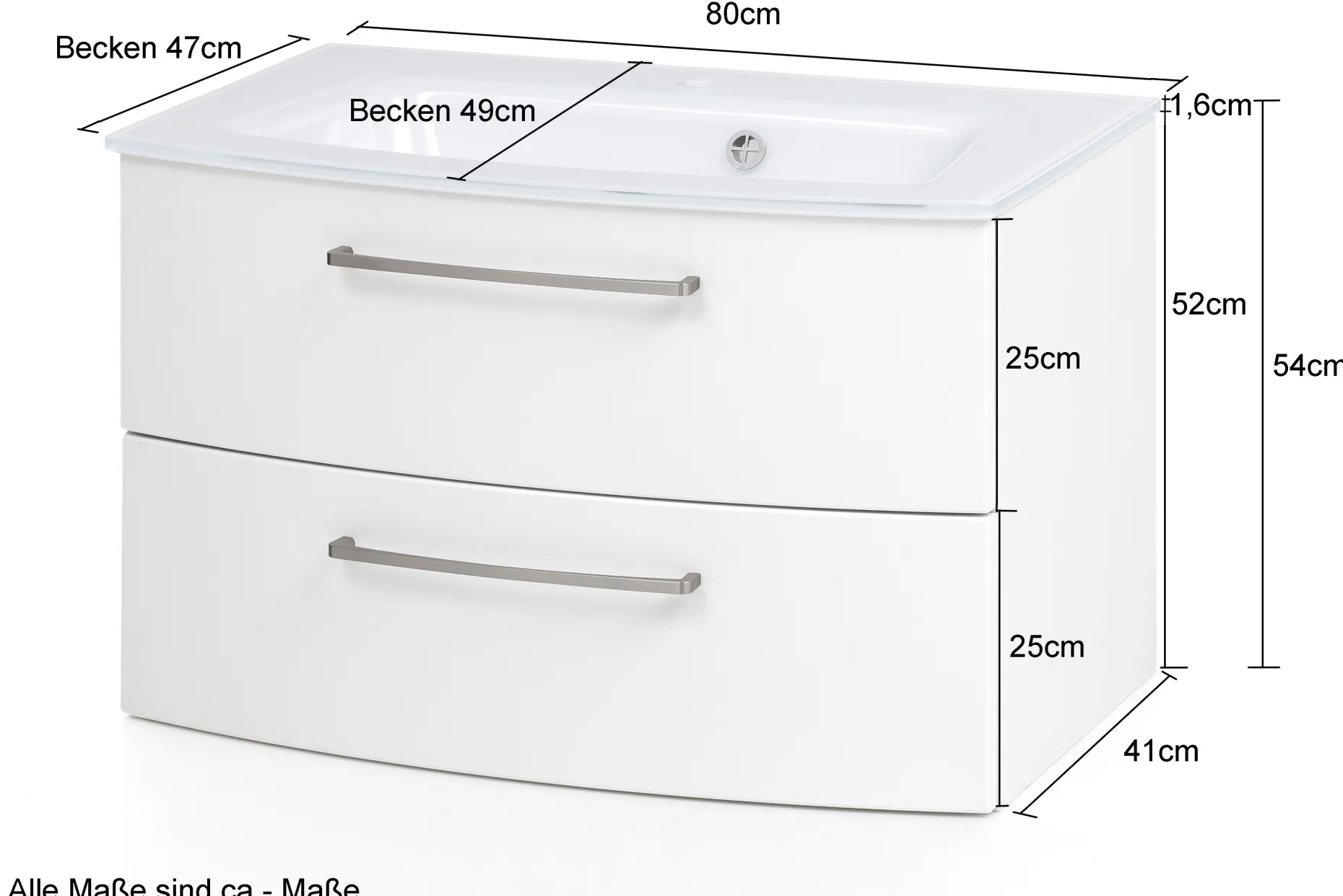 Waschbeckenschrank Stivan 80cm - weiß