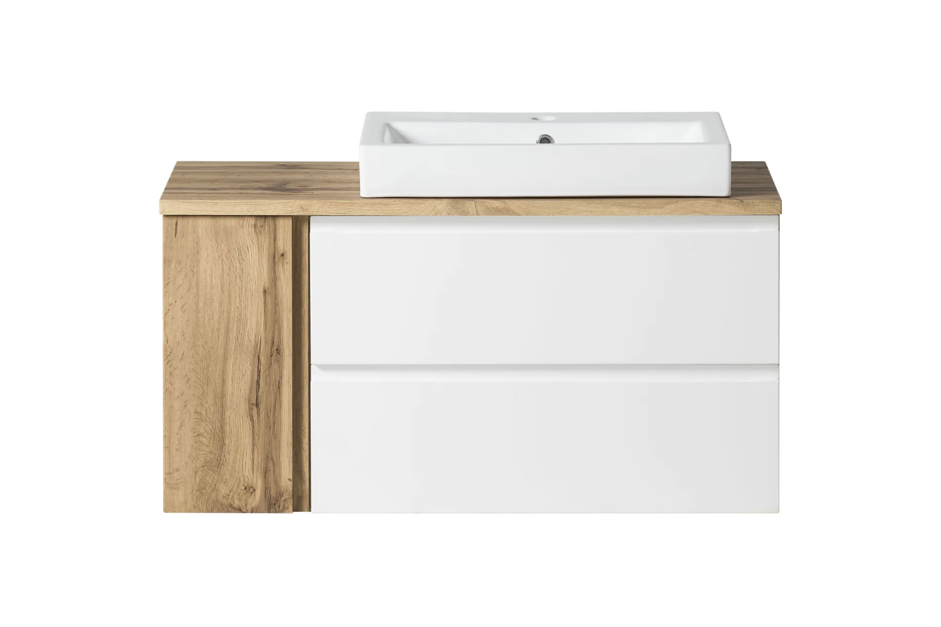 Waschbeckenschrank Varese | 105 x 47 x 65 cm | Wotan Oak / Weiß