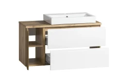 Waschbeckenschrank Varese | 105 x 47 x 65 cm | Wotan Oak / Weiß