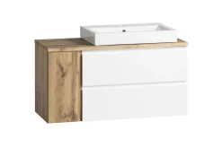 Waschbeckenschrank Varese | 105 x 47 x 65 cm | Wotan Oak / Weiß