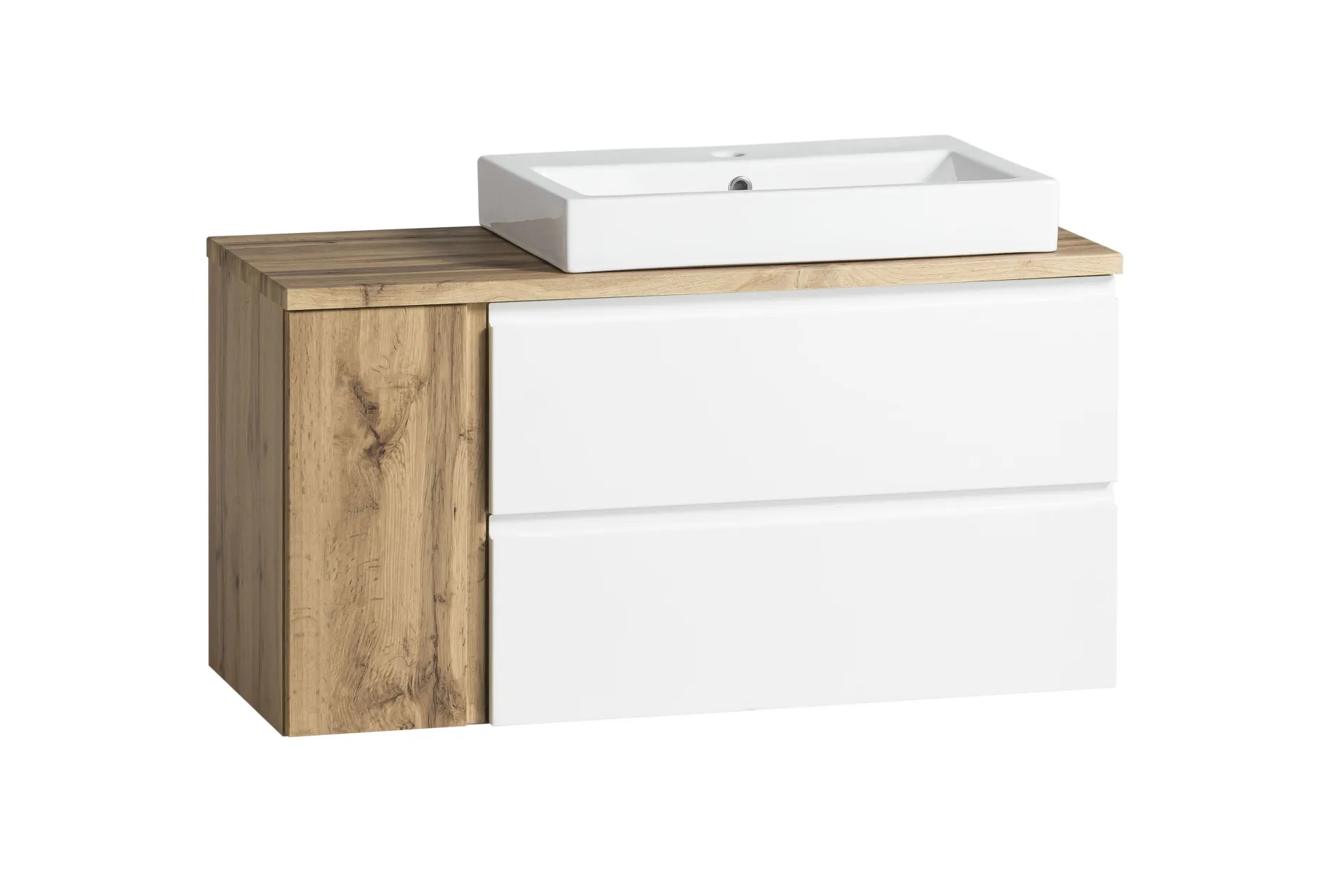 Waschbeckenschrank Varese | 105 x 47 x 65 cm | Wotan Oak / Weiß