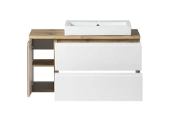 Waschbeckenschrank Varese | 105 x 47 x 65 cm | Wotan Oak / Weiß