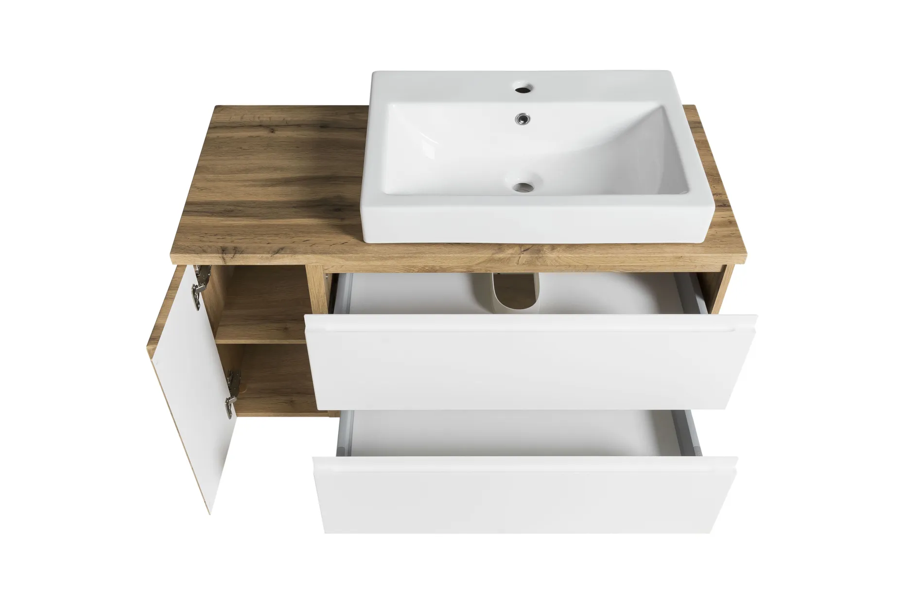 Waschbeckenschrank Varese | 105 x 47 x 65 cm | Wotan Oak / Weiß