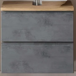 Waschbeckenschrank Varese | 60 x 47 x 56 cm | Wotan Oak / Betonfarbe