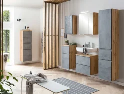 Waschbeckenschrank Varese | 60 x 47 x 56 cm | Wotan Oak / Betonfarbe