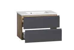 Waschbeckenschrank Varese | 80 x 47 x 56 cm | Wotan Oak / Grey