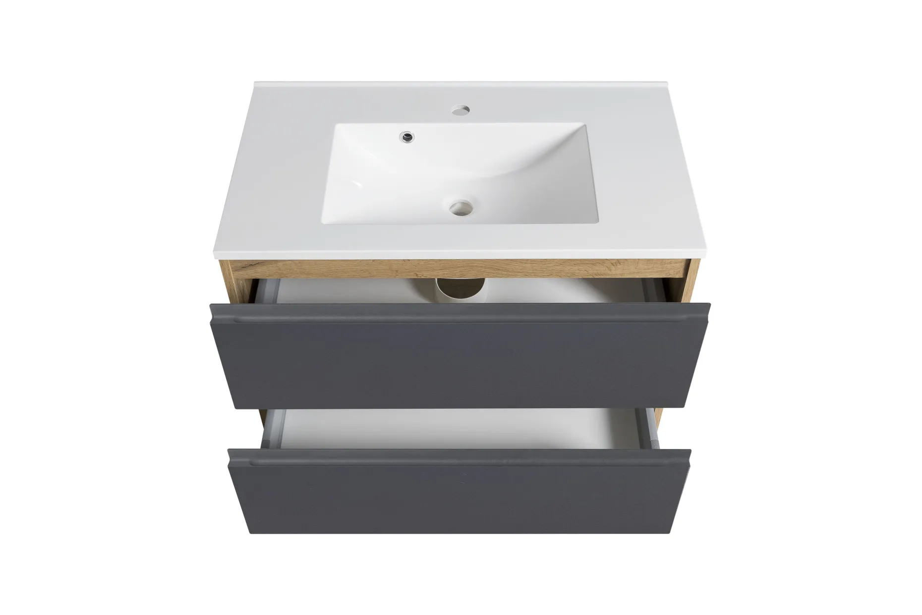 Waschbeckenschrank Varese | 80 x 47 x 56 cm | Wotan Oak / Grey