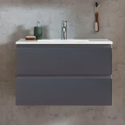Waschbeckenschrank Varese | 80 x 47 x 56 cm | Wotan Oak / Grey