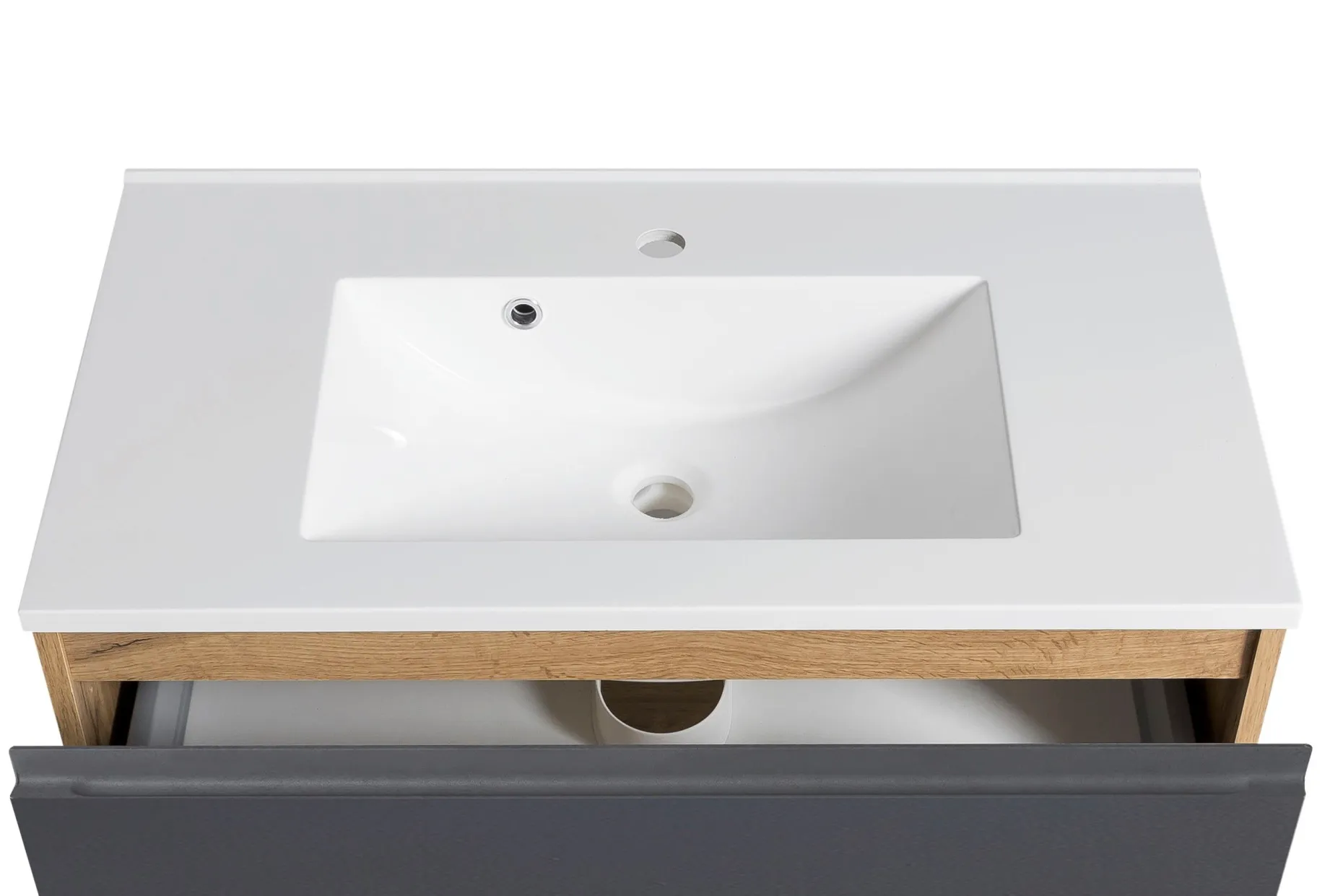 Waschbeckenschrank Varese | 80 x 47 x 56 cm | Wotan Oak / Grey