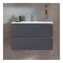 Waschbeckenschrank Varese | 80 x 47 x 56 cm | Wotan Oak / Grey