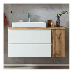 Waschbeckenschrank Varese | 105 x 47 x 65 cm | Wotan Oak / Weiß