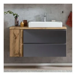 Waschbeckenschrank Varese | 105 x 47 x 65 cm | Wotan Oak / Grey
