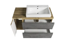 Waschbeckenschrank Varese | 105 x 47 x 65 cm | Wotan Oak / Farbe Beton