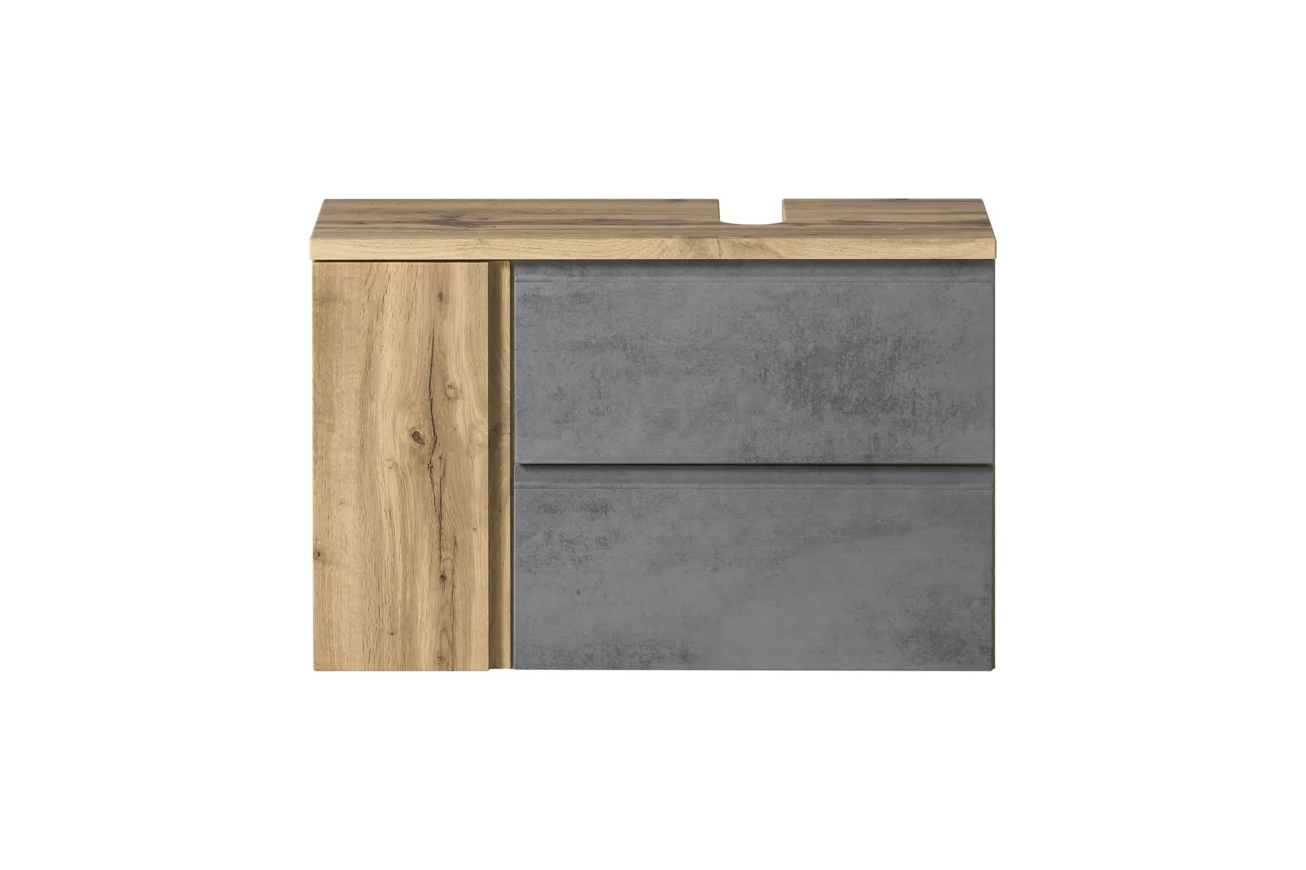 Waschbeckenschrank Varese | 85 x 47 x 56 cm | Wotan Oak / Betonfarbe