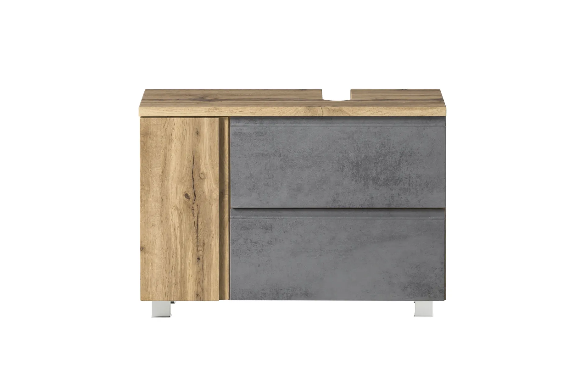 Waschbeckenschrank Varese | 85 x 47 x 56 cm | Wotan Oak / Betonfarbe