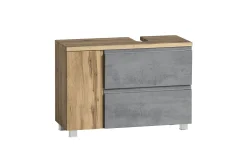 Waschbeckenschrank Varese | 85 x 47 x 56 cm | Wotan Oak / Betonfarbe