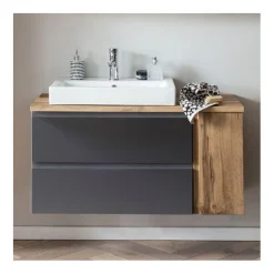 Waschbeckenschrank Varese | 105 x 47 x 65 cm | Wotan Oak / Grey