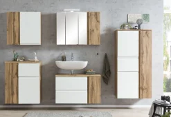 Waschbeckenschrank Varese | 85 x 47 x 56 cm | Wotan Oak / Weiß
