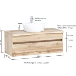 Waschbeckenschrank Vikas 101cm 2 Schubladen - Eiche