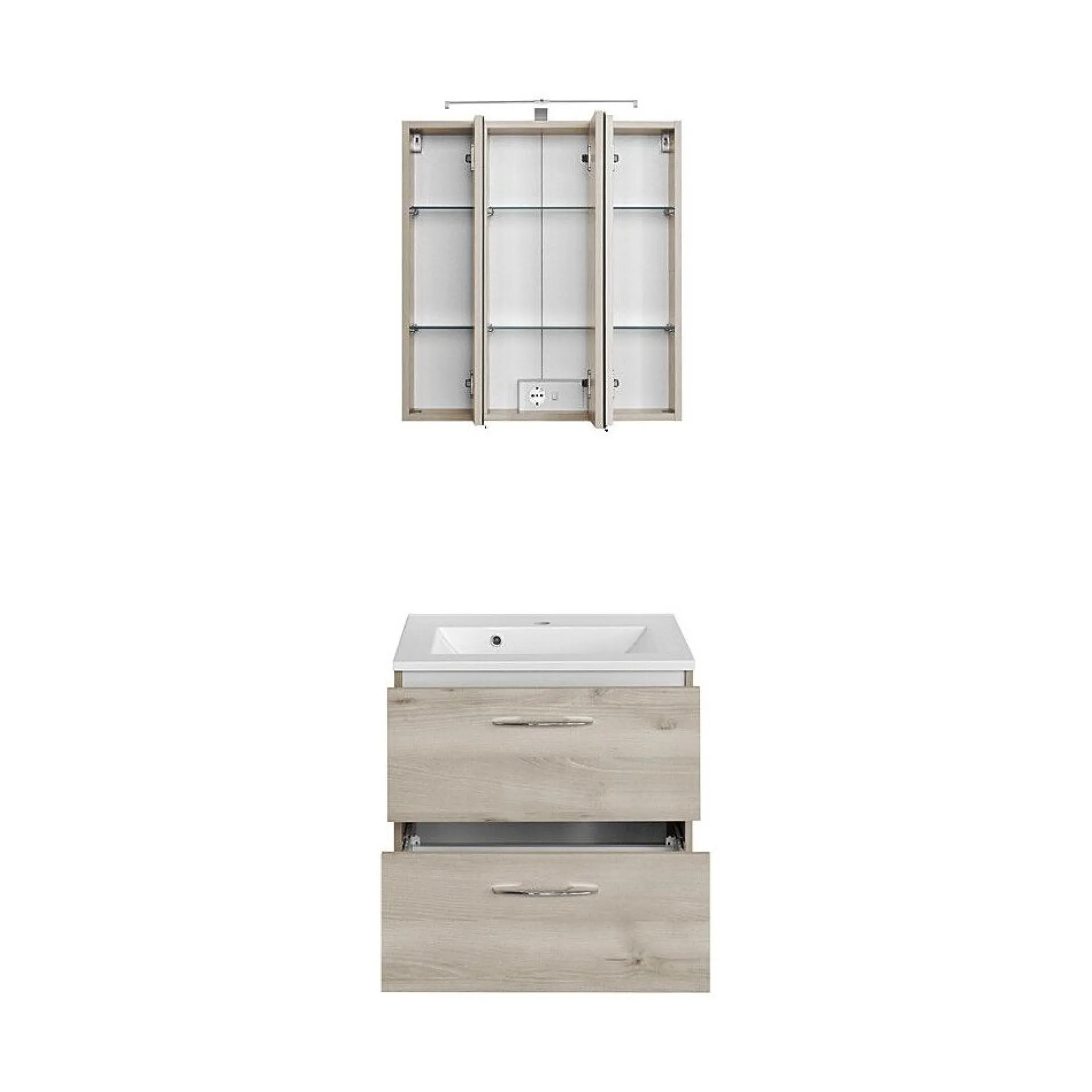 Held Waschbecken-Set Portofino | Waschbecken mit Spüle und Spiegelschrank | Buche-design