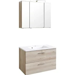 Held Waschbecken-Set Portofino | Waschbecken mit Spüle und Spiegelschrank | Buche-design