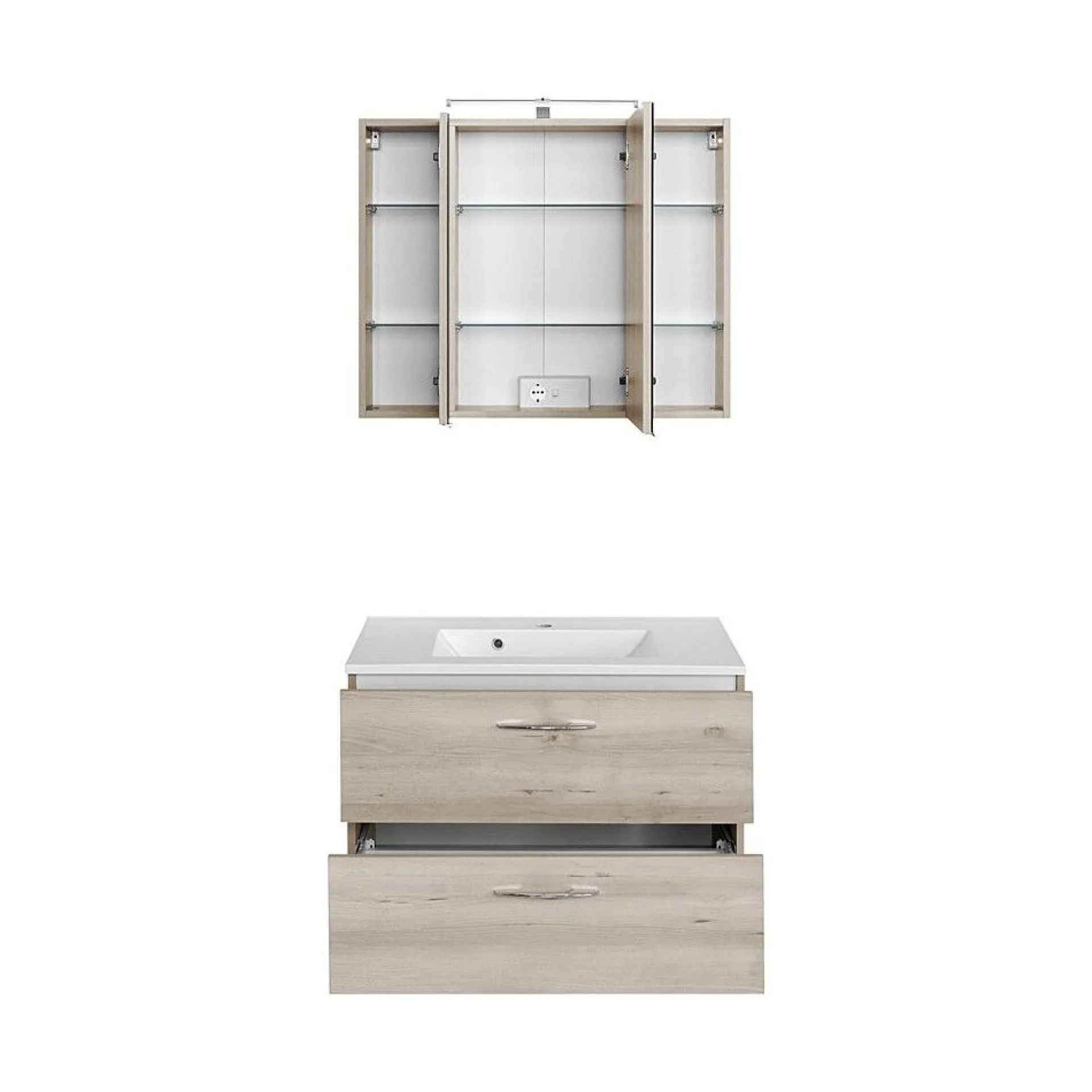 Held Waschbecken-Set Portofino | Waschbecken mit Spüle und Spiegelschrank | Buche-design