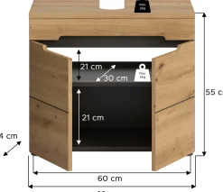 Waschbeckenunterschrank Canu Xonox - basaltgrau, 63x55x34 cm