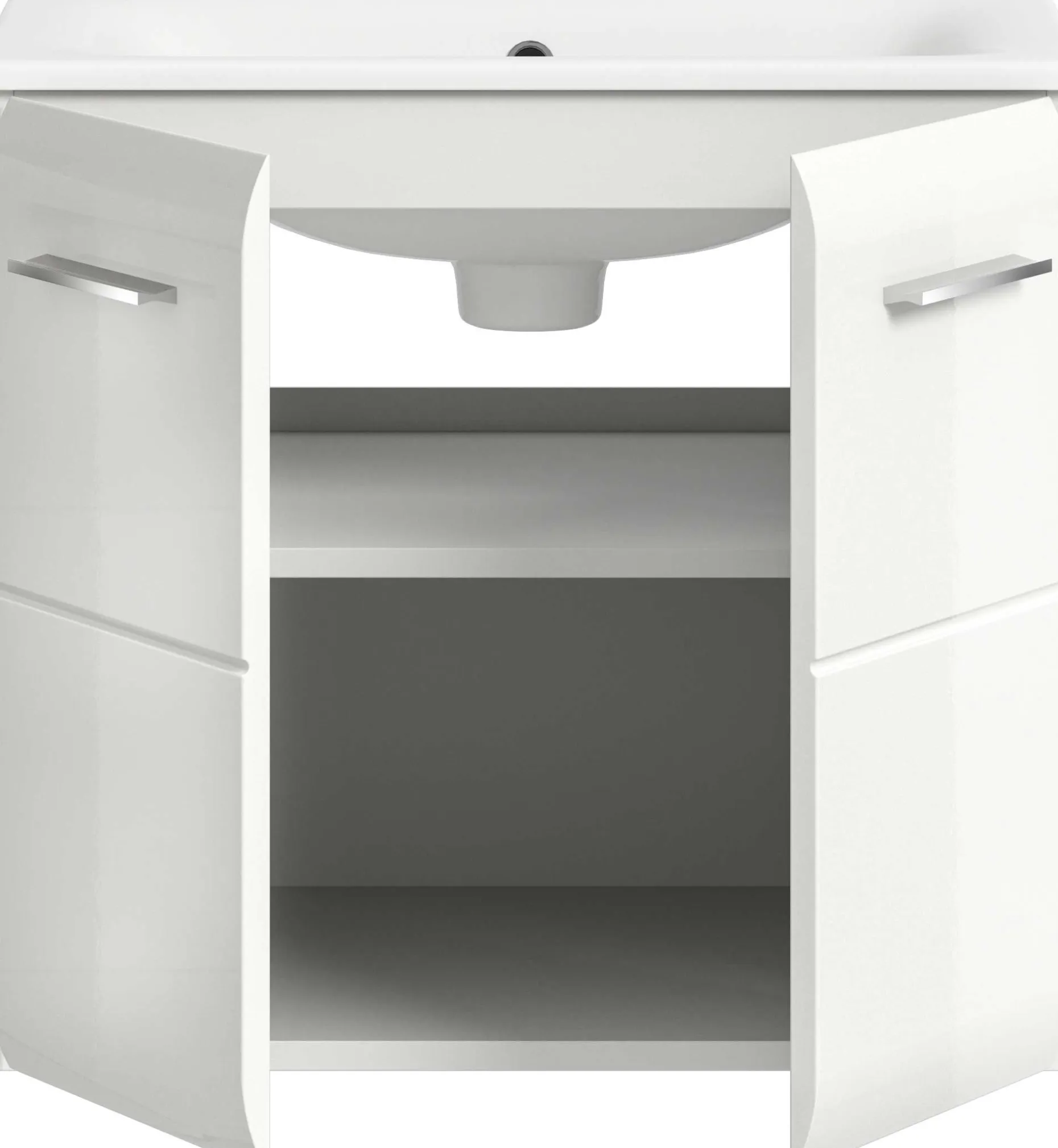 Waschbeckenunterschrank Ice Xonox - MDF Hochglanz - 60x55x46 cm - Weiß