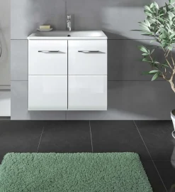 Waschbeckenunterschrank Ice Xonox - MDF Hochglanz - 60x55x46 cm - Weiß