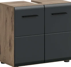 Waschbeckenunterschrank Ice Xonox 60x54x30 cm Mattschwarz/Nox Oak