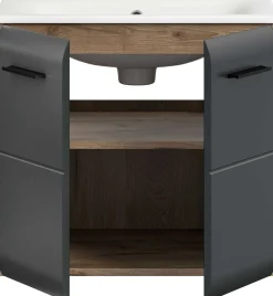 Waschbeckenunterschrank Ice Xonox - MDF matt schwarz/Nox Oak - 60x55x46 cm