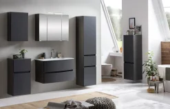 Waschbeckenunterschrank Kornel 80cm weißes Waschbecken - graphitgrau