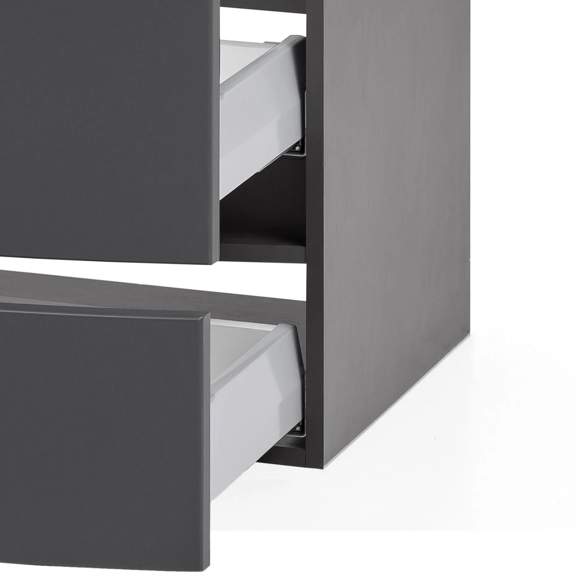 Waschbeckenunterschrank Kornel 80cm weißes Waschbecken - graphitgrau