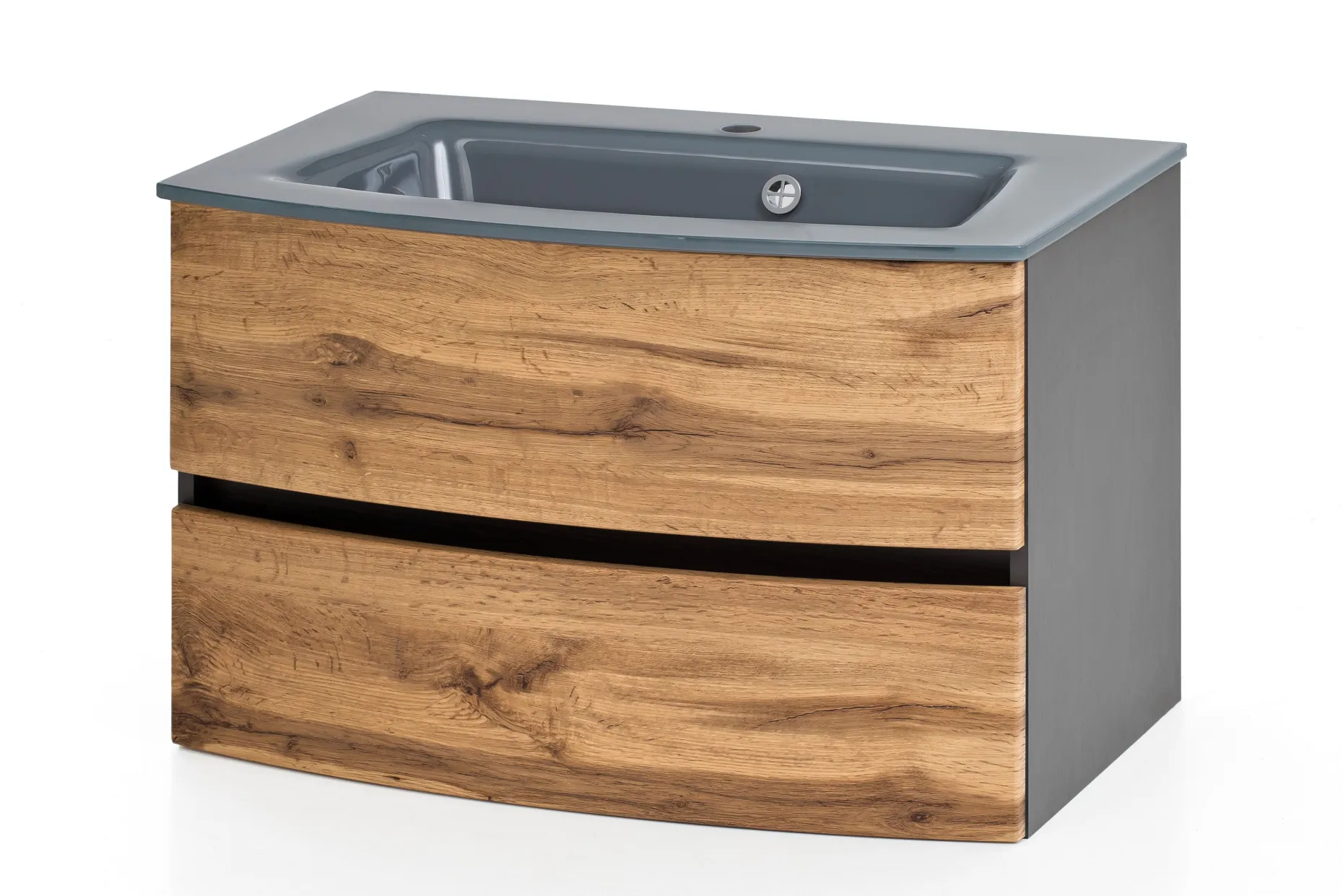 Waschbeckenunterschrank Kornel 80cm grau Waschbecken - graphitgrau/eiche