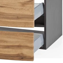 Waschbeckenunterschrank Kornel 80cm grau Waschbecken - graphitgrau/eiche