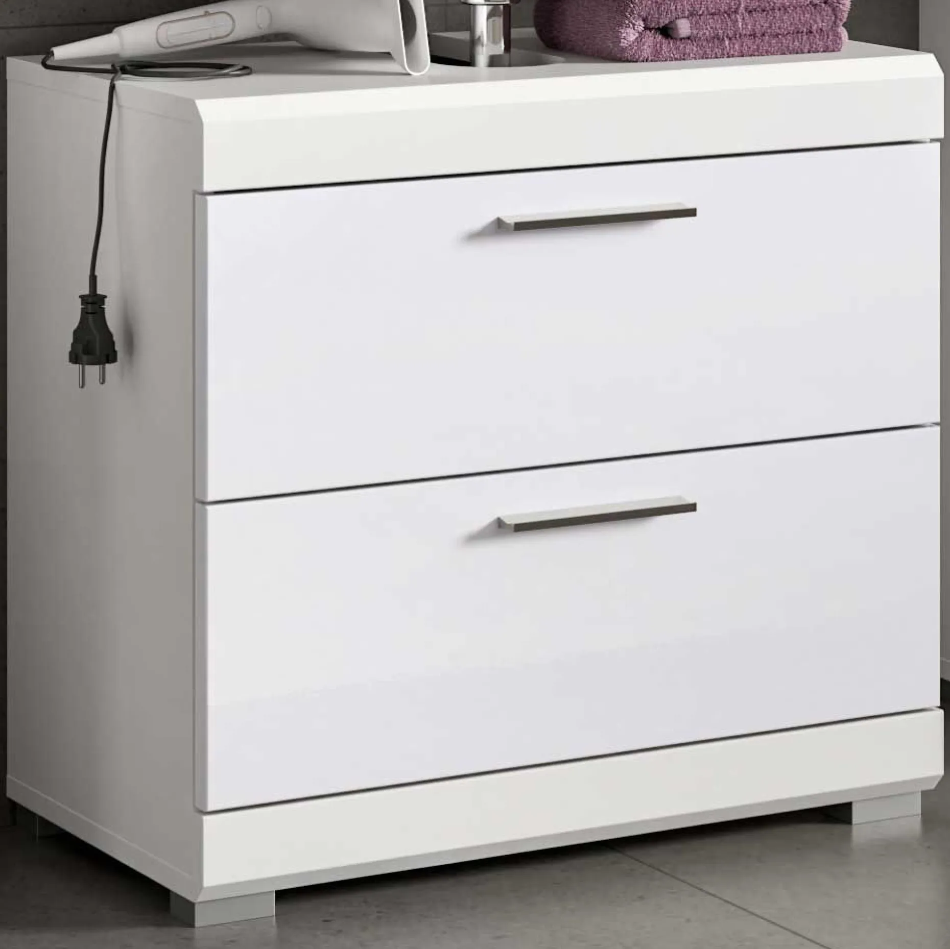 Waschbeckenunterschrank Scout Xonox - Hochglanz Weiß - 60x56x34 cm
