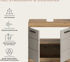 Waschbeckenunterschrank Scout Xonox - Evoak Eiche & Cashmere - 60x56x34 cm