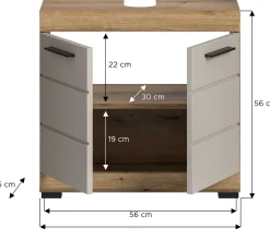 Waschbeckenunterschrank Scout Xonox - Evoak Eiche & Cashmere - 60x56x34 cm
