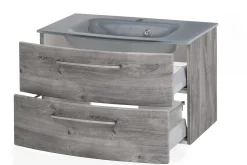 Waschbeckenunterschrank Stivan 80cm grau Waschbecken - Eiche grau