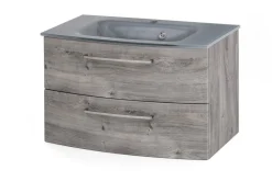 Waschbeckenunterschrank Stivan 80cm grau Waschbecken - Eiche grau
