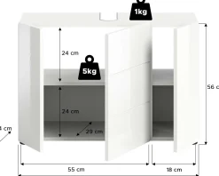 Waschbeckenunterschrank Vira Xonox - Weiß Melamin - 82x56x34 cm