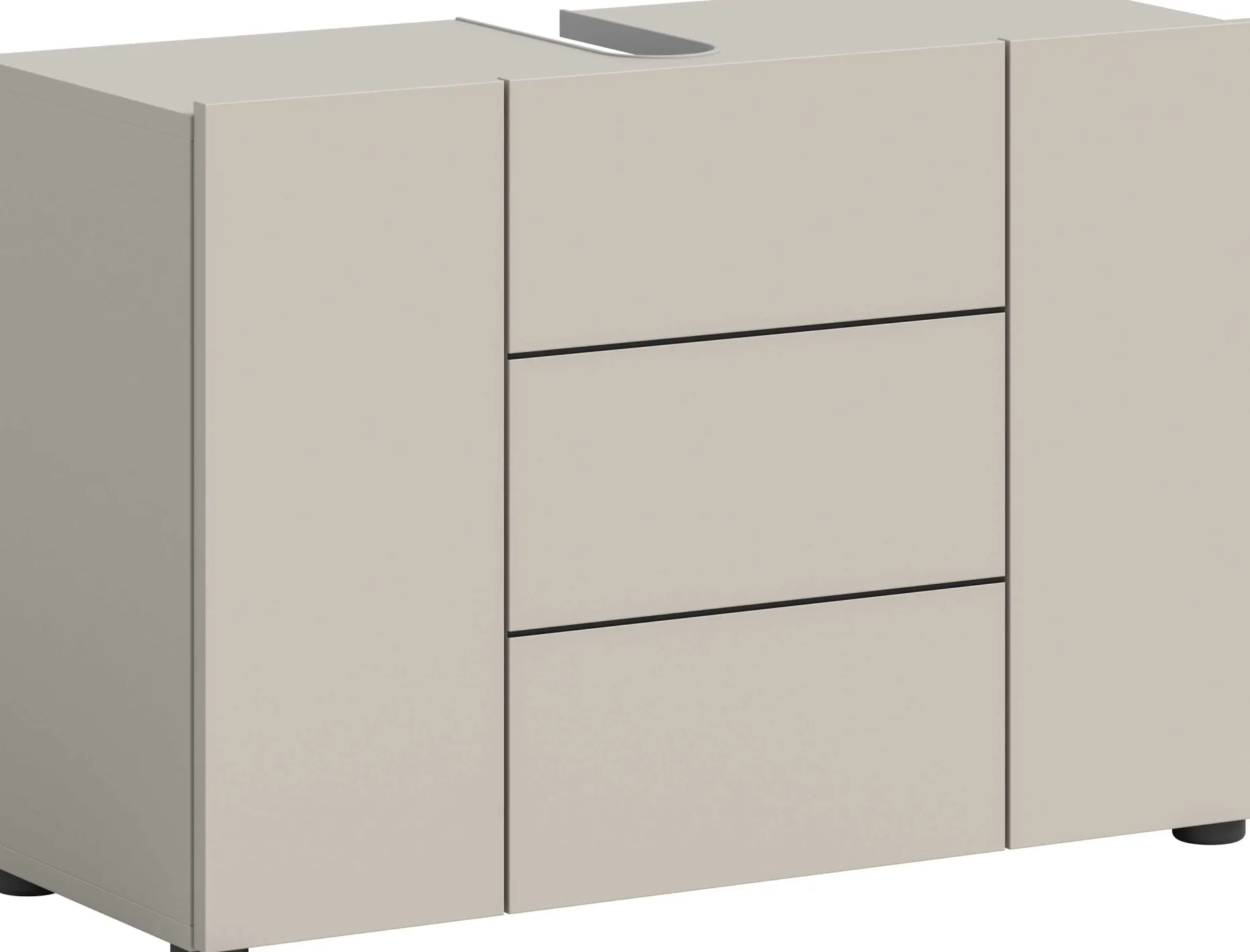 Waschbeckenunterschrank Vira Xonox - Melamin Cashmere - 82x56x34 cm - Schwarz