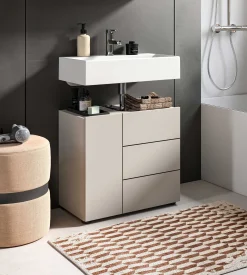 Waschbeckenunterschrank Vira Xonox - Cashmere Melamin - 60x57x34 cm - Schwarz