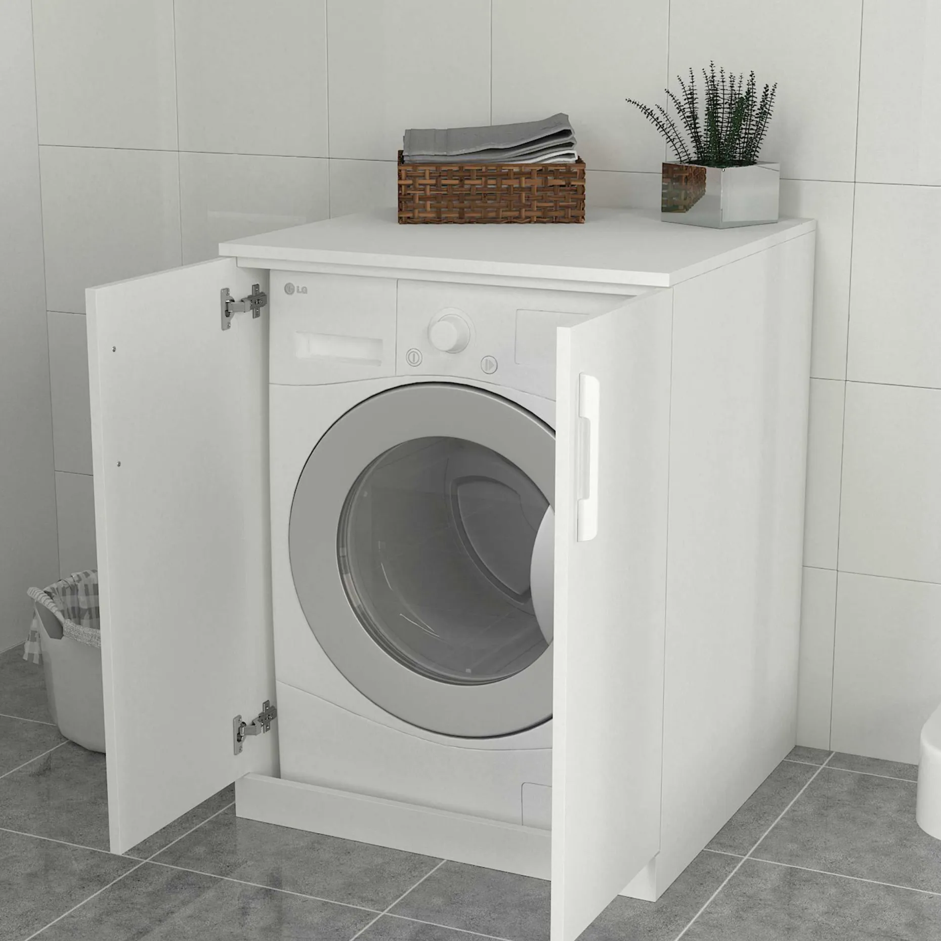 Waschmaschinenschrank Brisa - 70x67x90cm - 2 Türen - weiß