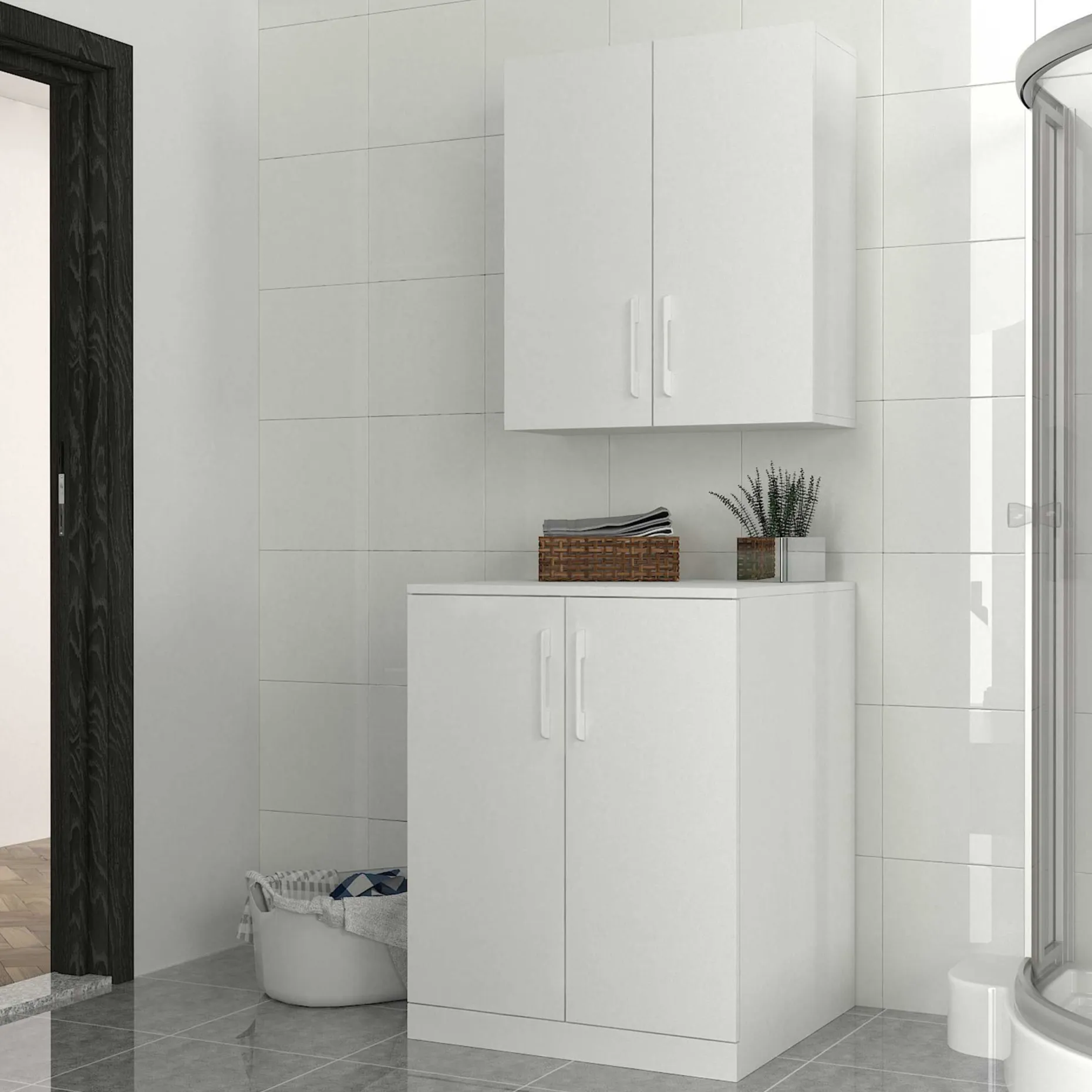 Waschmaschinenschrank Brisa - 70x67x90cm - 2 Türen - weiß