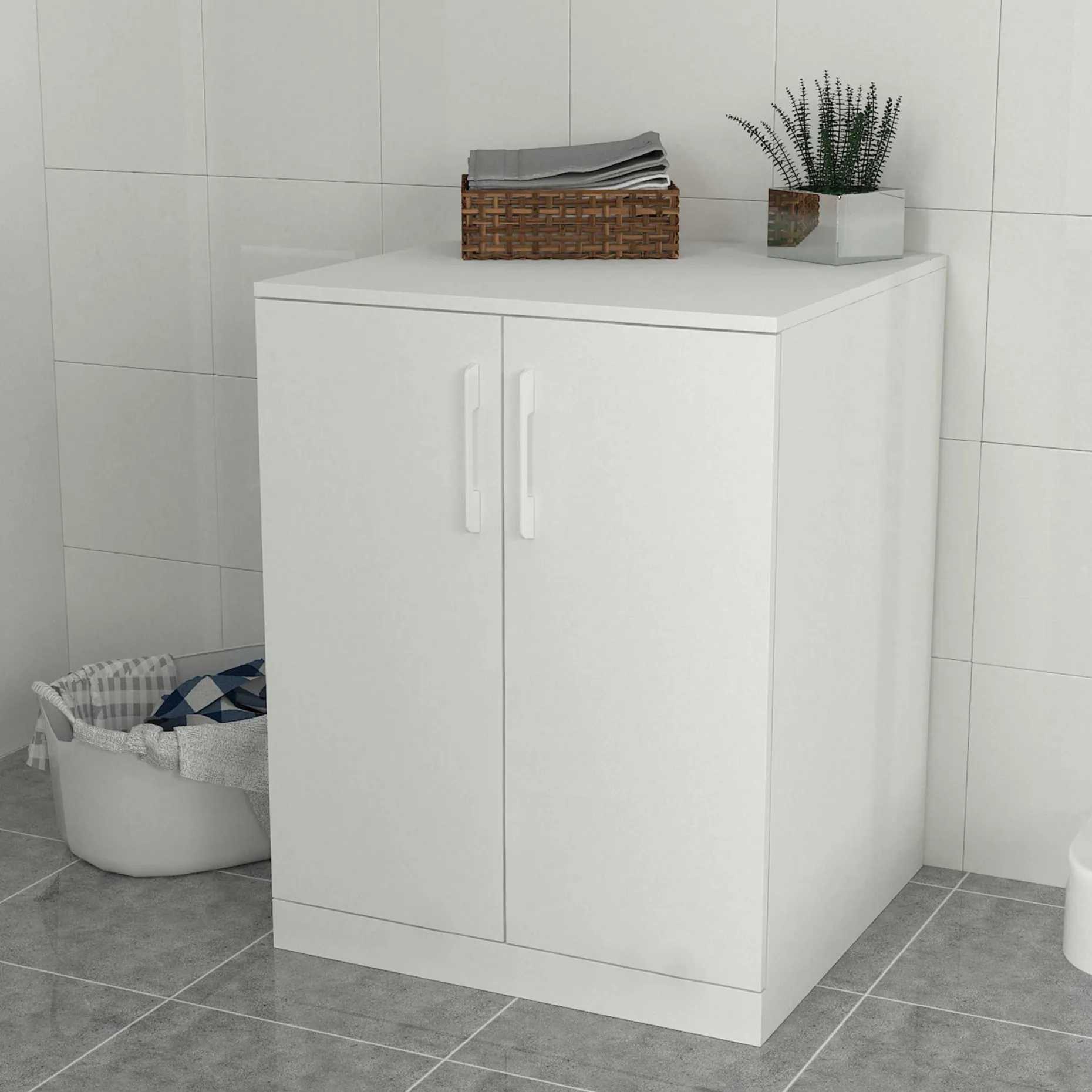 Waschmaschinenschrank Brisa - 70x67x90cm - 2 Türen - weiß