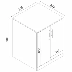 Waschmaschinenschrank Brisa - 70x67x90cm - 2 Türen - weiß